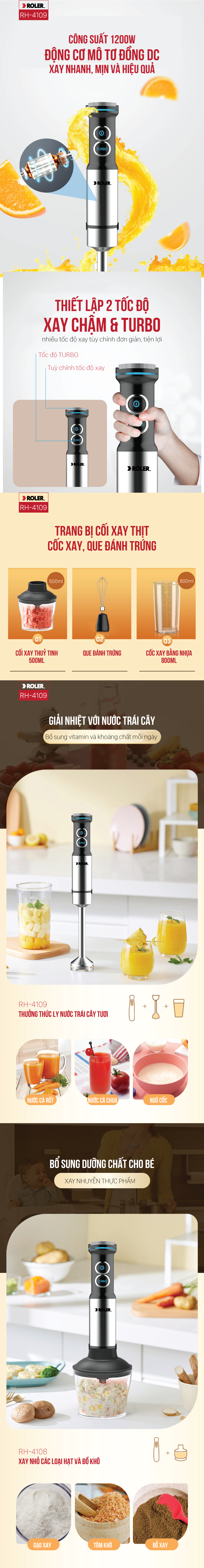 Máy xay sinh tố cầm tay ROLER RH-4109