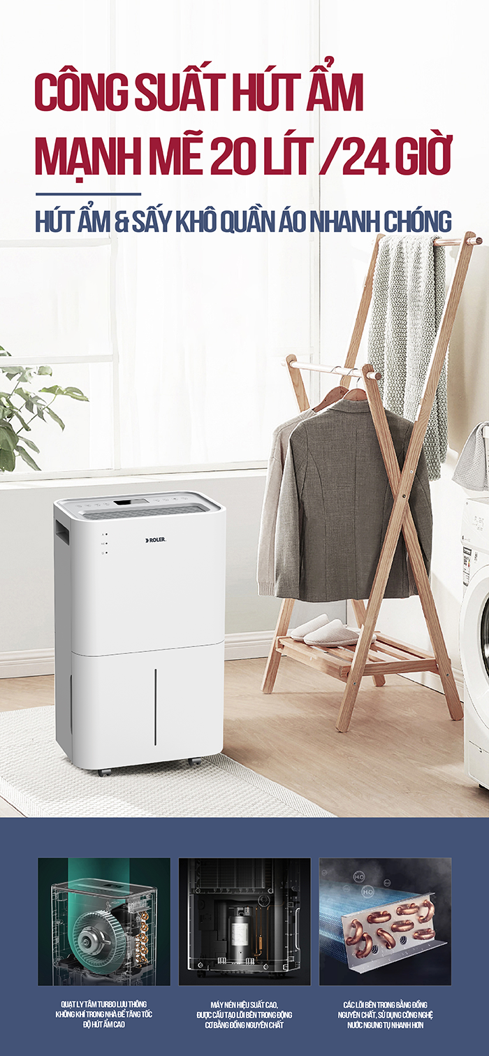 Máy hút ẩm điện tử 20 lít ROLER RD-1112