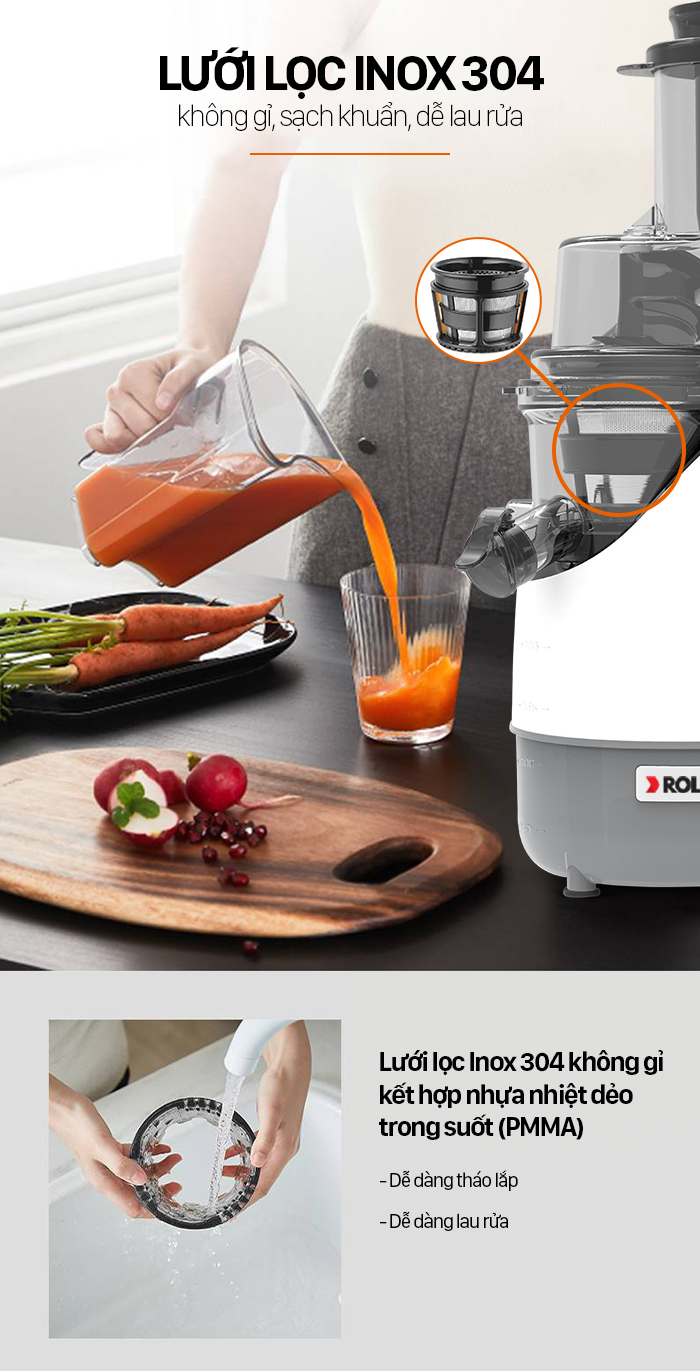 Máy ép chậm đa năng ROLER RS-4417W (Màu trắng)