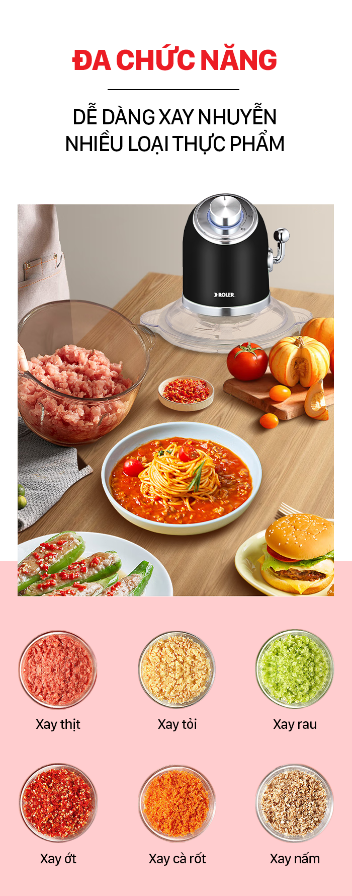 Máy xay thịt Roler RB-4335 Đen
