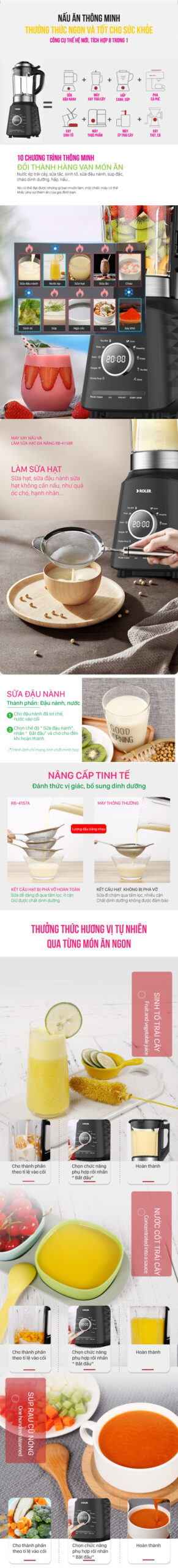 Máy xay nấu và làm sữa hạt đa năng Roler RB-4158B