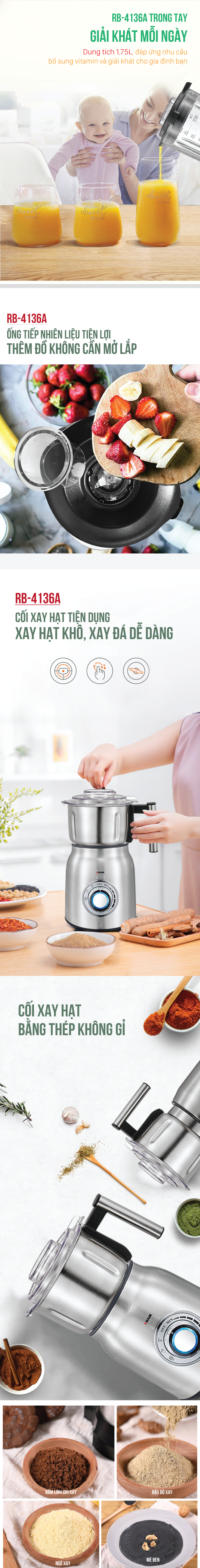 Máy xay sinh tố đa năng ROLER RB-4136A