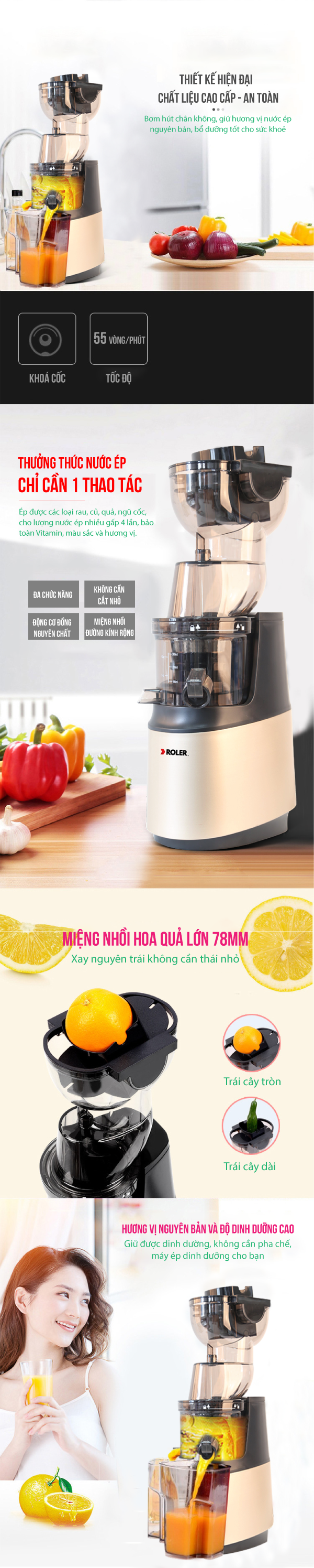 Máy ép chậm đa năng Roler RS-4412