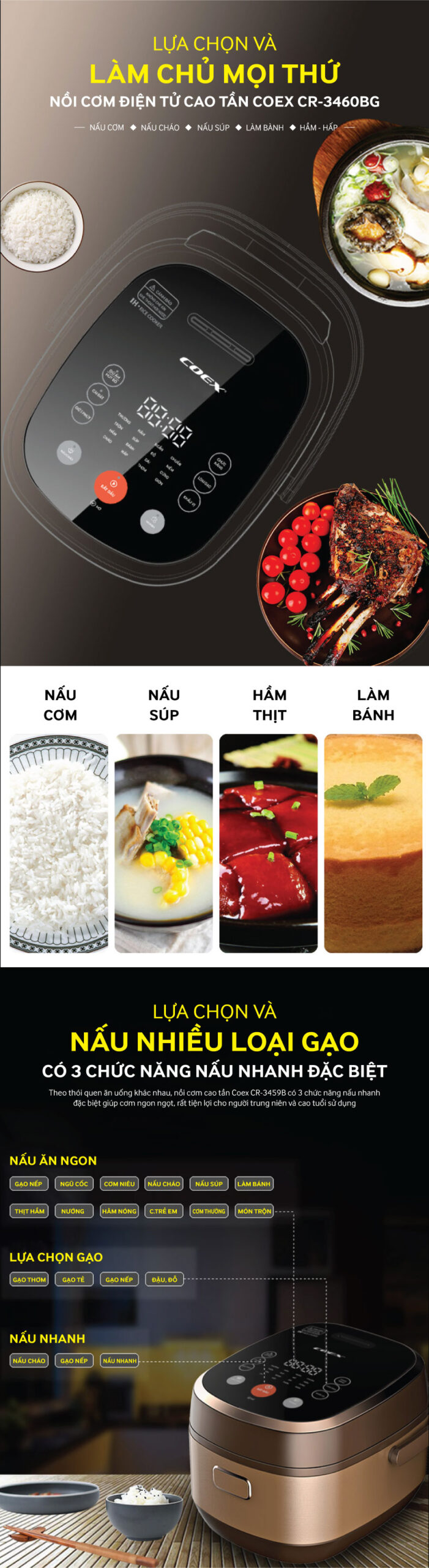 Nồi cơm điện tử cao tần 1.8 lít Coex CR-3460BG