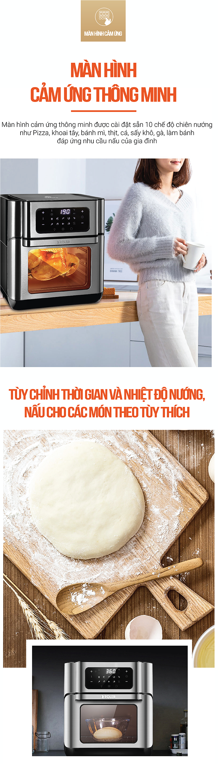 Nồi chiên không dầu điện tử đa chức năng 12 lít Roler RA-3116A