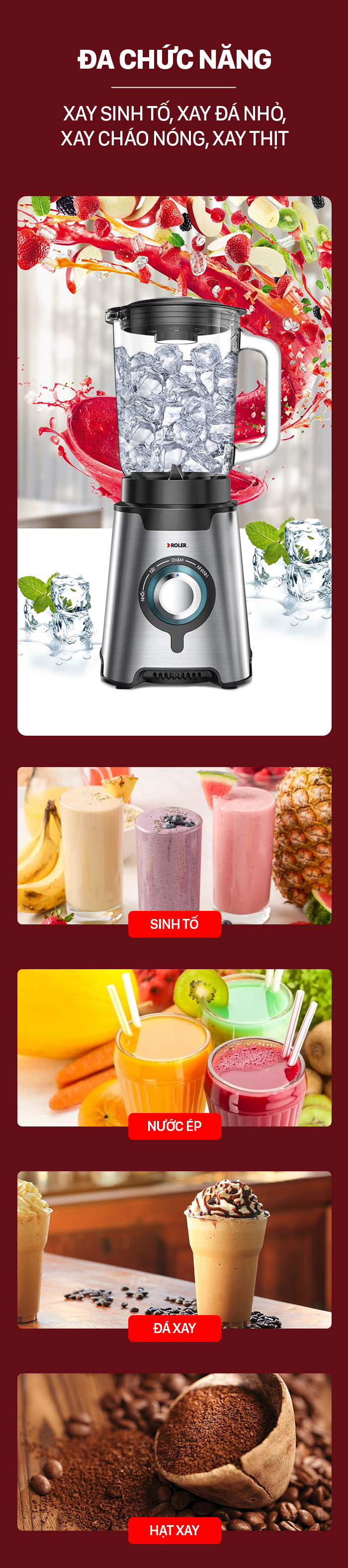 Máy xay sinh tố đa năng Roler RB-4106