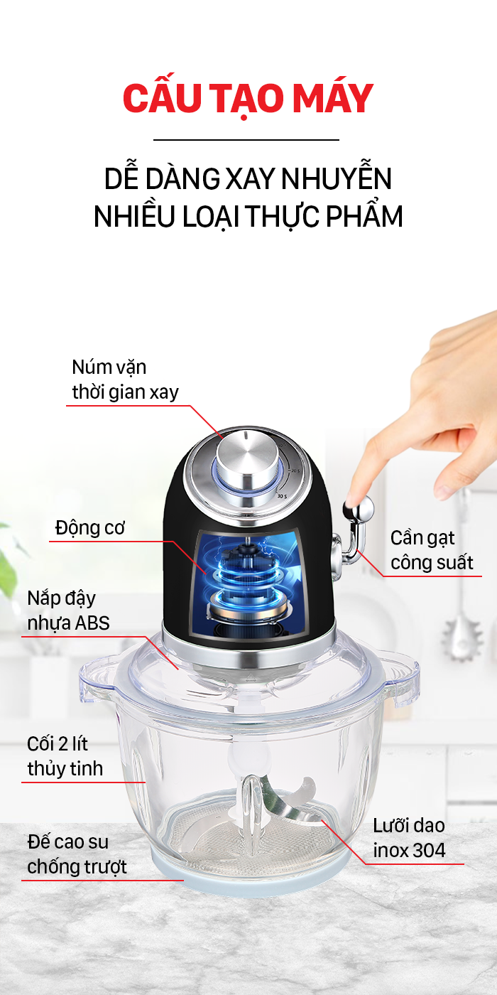 Máy xay thịt Roler RB-4335 Đen