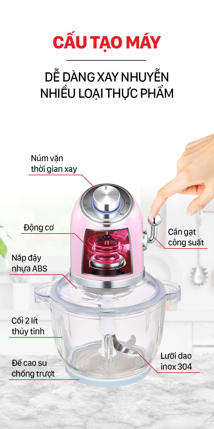 Máy xay thịt Roler RB-4335-Hồng