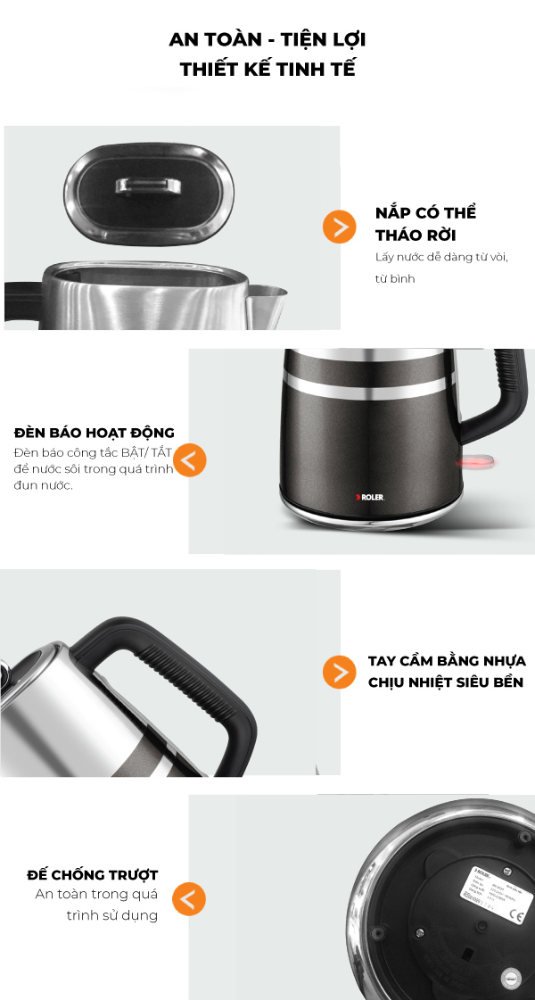 Ấm siêu tốc 1.7 Lít ROLER RK-5127