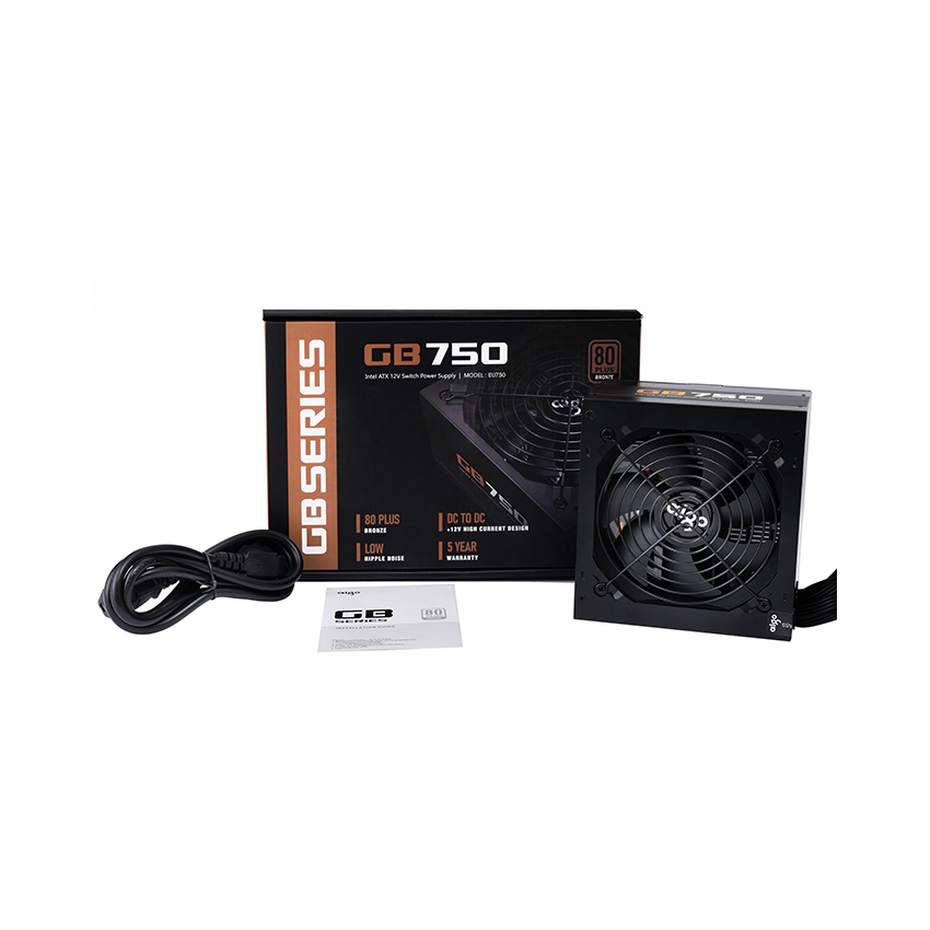 Nguồn AIGO GB750 - 750W (80 Plus Bronze/Màu Đen)