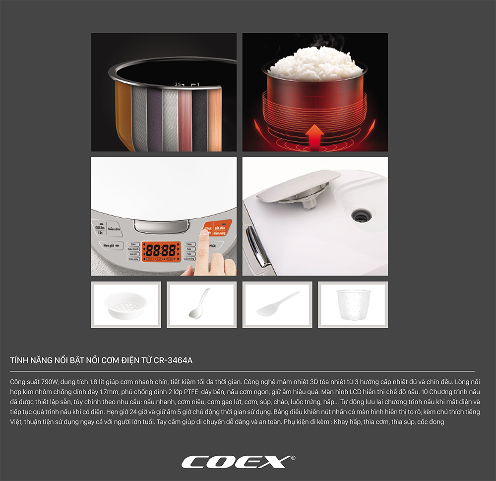 Nồi cơm điện tử Coex CR-3465A