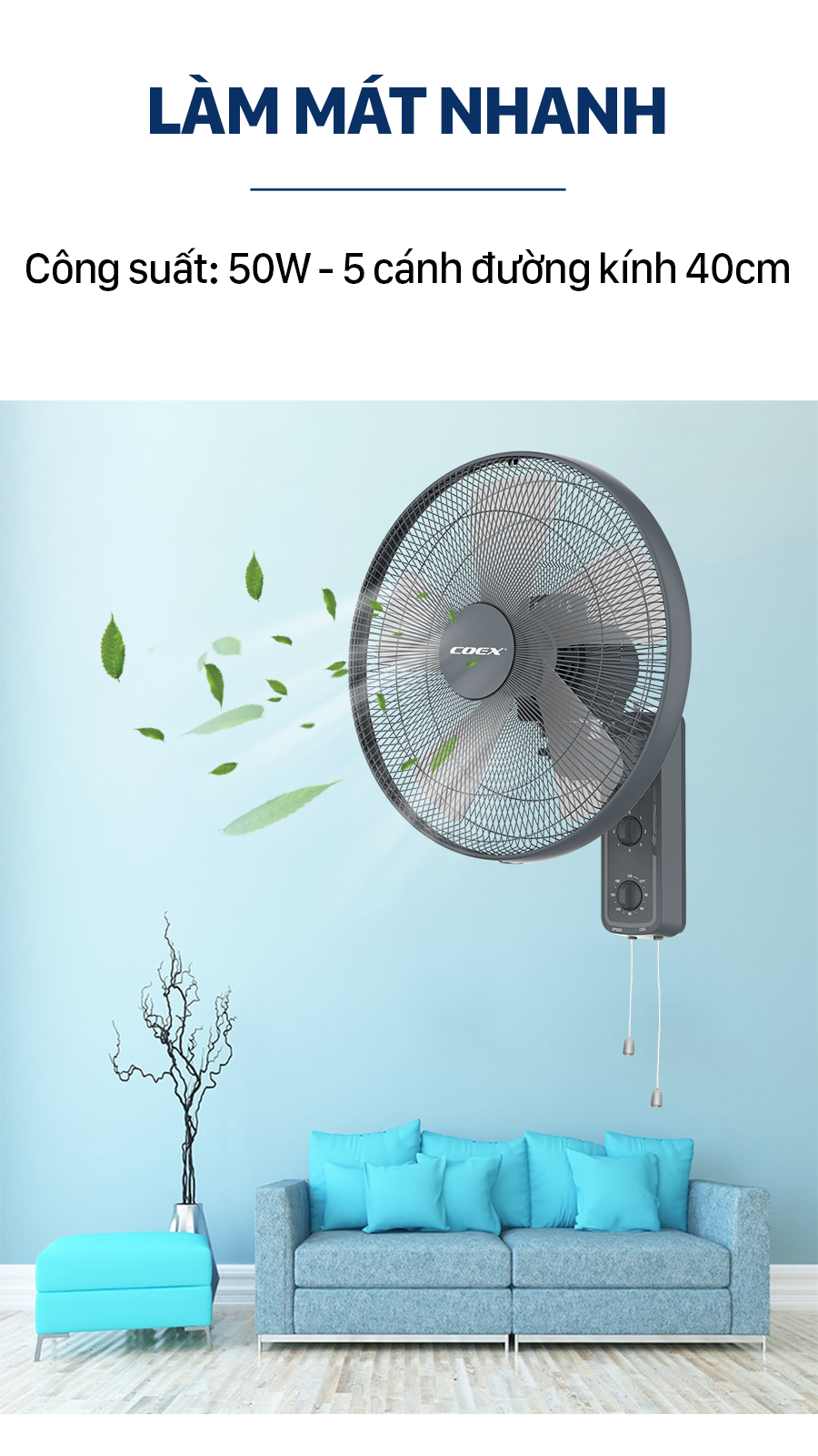 Quạt treo tường Coex CW-7212