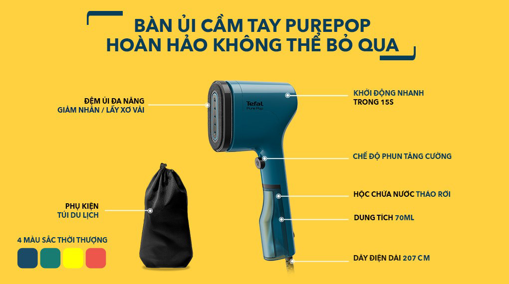 Bàn ủi hơi nước cầm tay Tefal DT2020E1 1300W