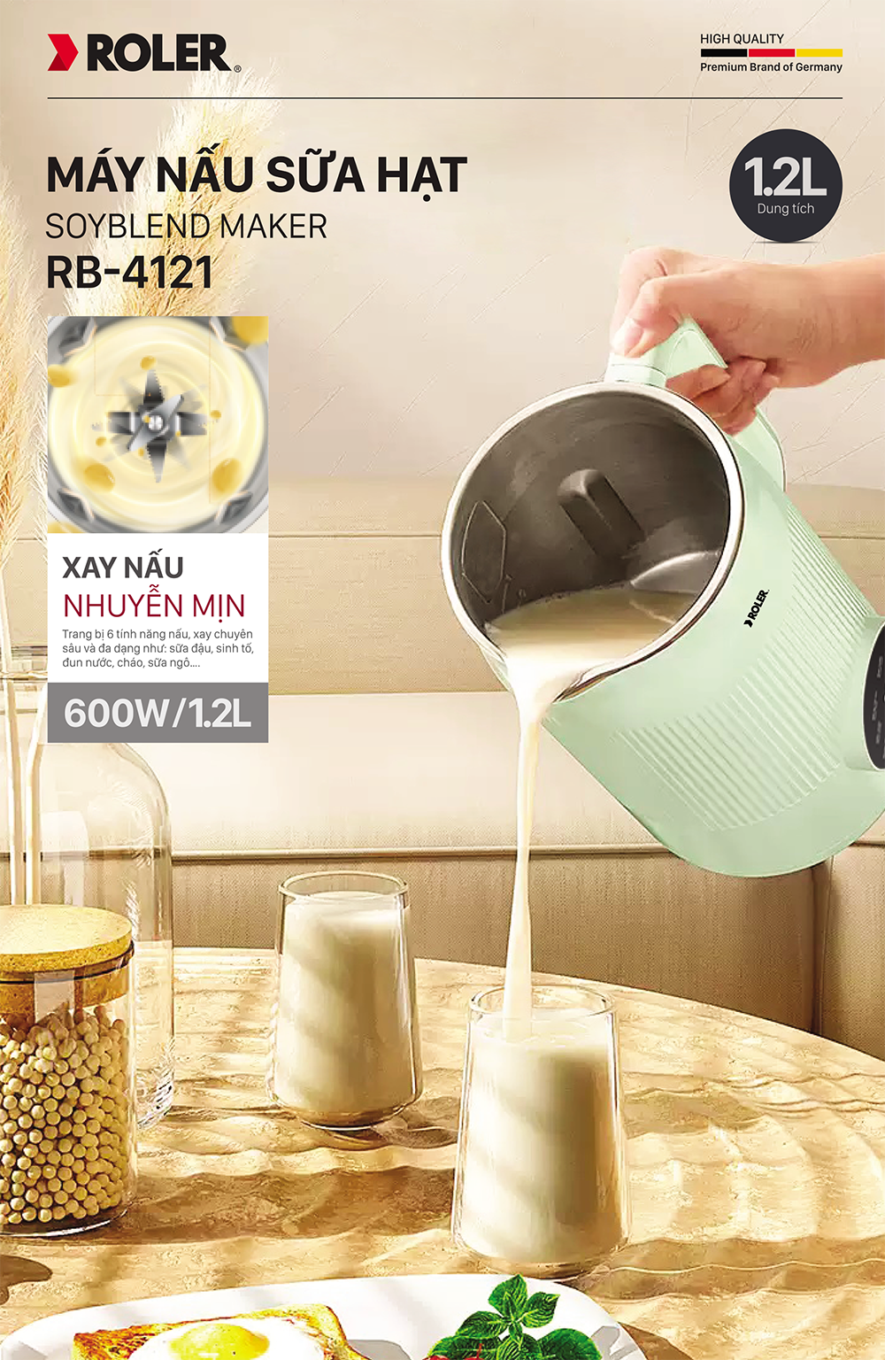 Máy nấu sữa hạt Roler RB-4121