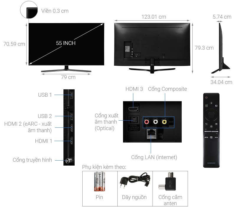 Smart Tivi Samsung 4K Crystal UHD 55 inch UA55TU8500