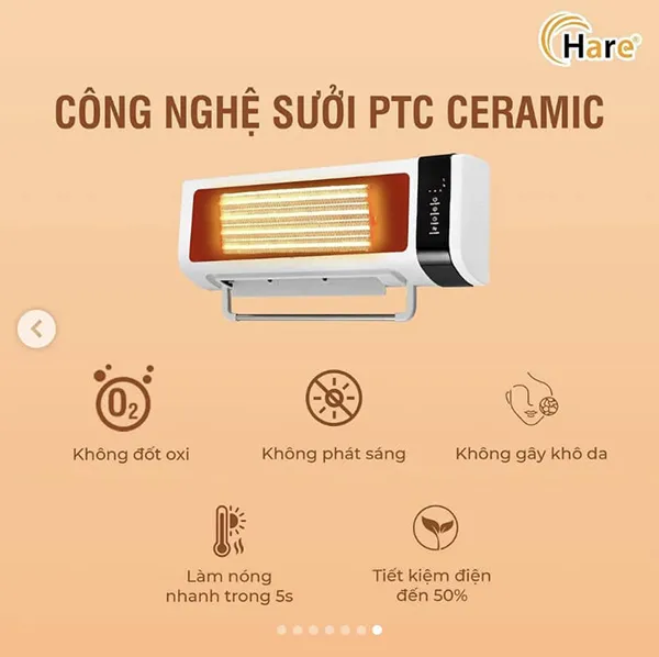 Máy sưởi gốm treo tường HARE HR-HT2003
