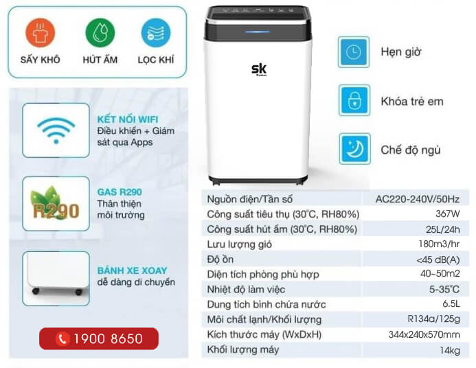 Máy Hút Ẩm SK Sumikura 25 Lít SK-260LA